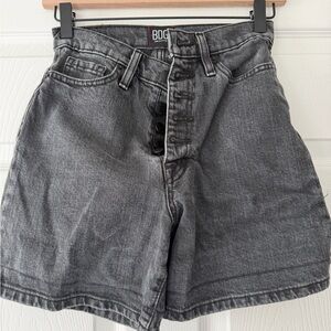 BDG Gray High-Rise Mom Shorts with Red Stitching